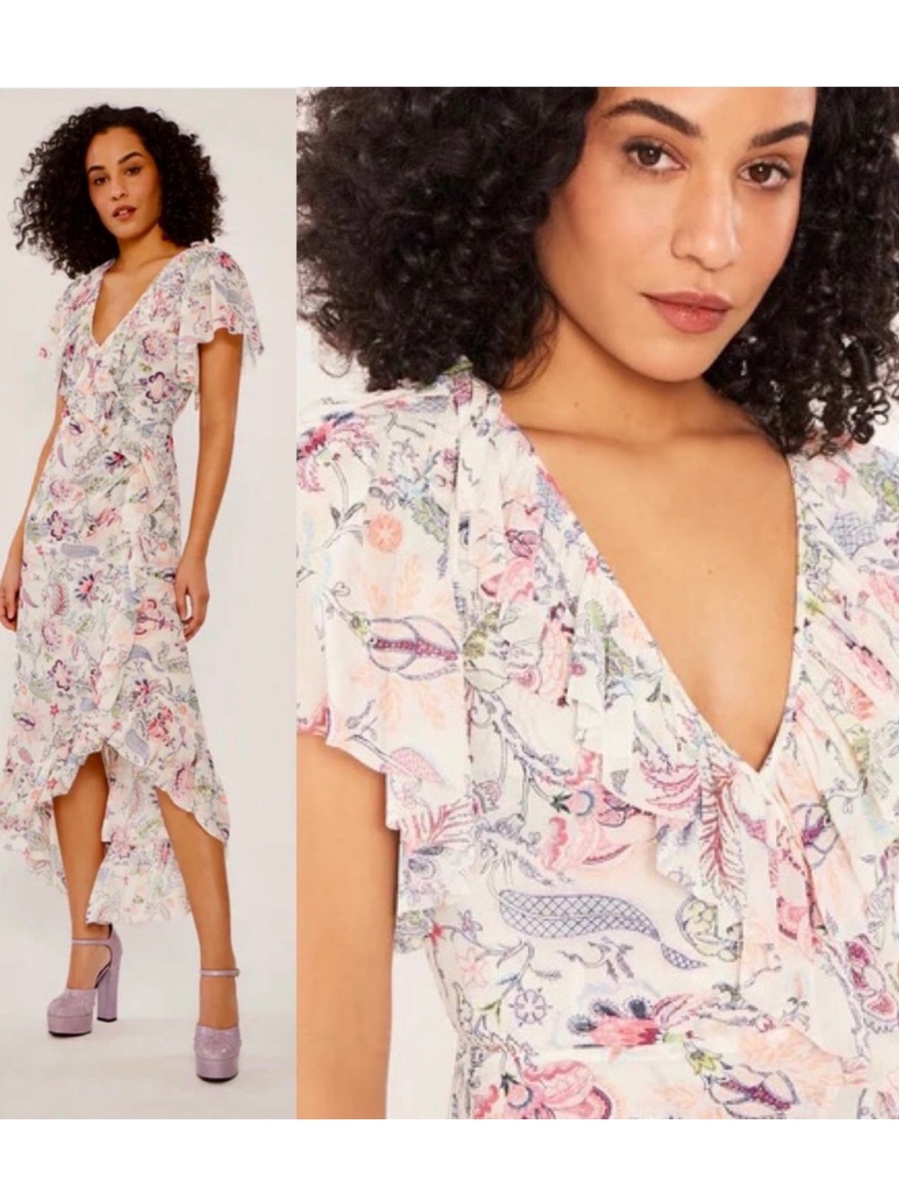Cinq à Sept Sheila Floral Ruffle-Trim Midi Dress 6